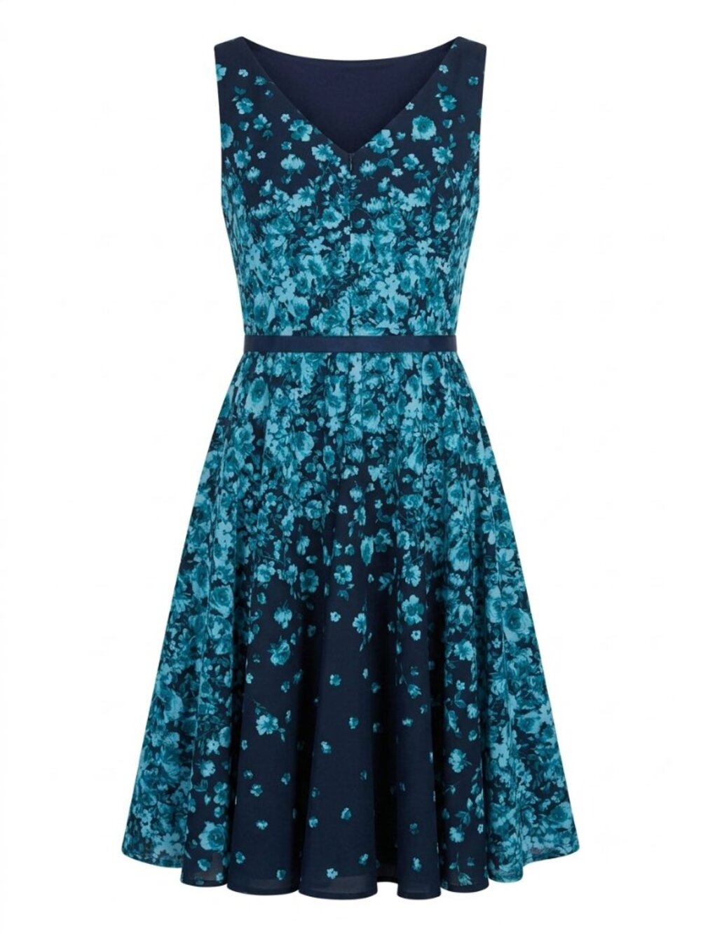 Julian Taylor New York Floral Border Print Fit & Flare Dress Size 14 - Picture 2 of 12